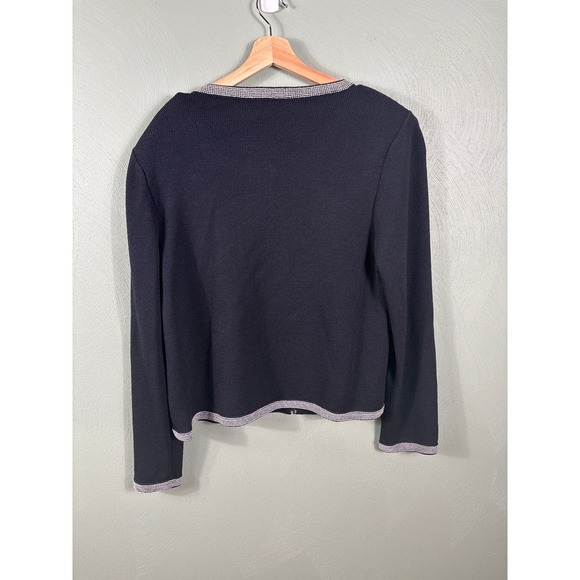 St. John Sport Jacket Skirt Outfit Set Women's XL Black Knit Wool Blend Casual - Picture 14 of 15